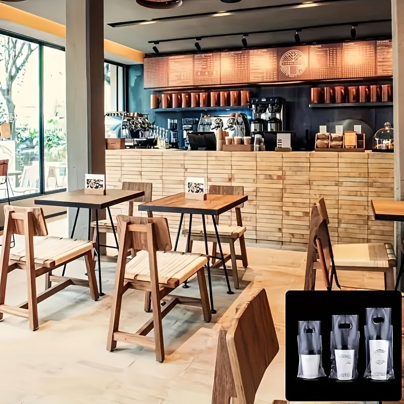 Paquete de 100 bolsas de plástico transparentes con asa para alimentos y bebidas