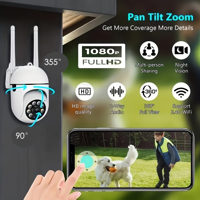 1080p HD WiFi Security Camera with Pan Tilt Zoom Motion Detection Two-Way Audio Night Vision