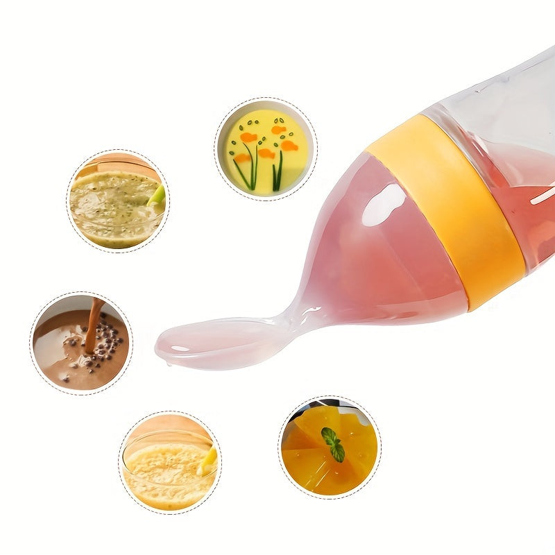 Baby Food Feeder Set with Silicone Bottles Spoons Suction and Rice Paste Spoon