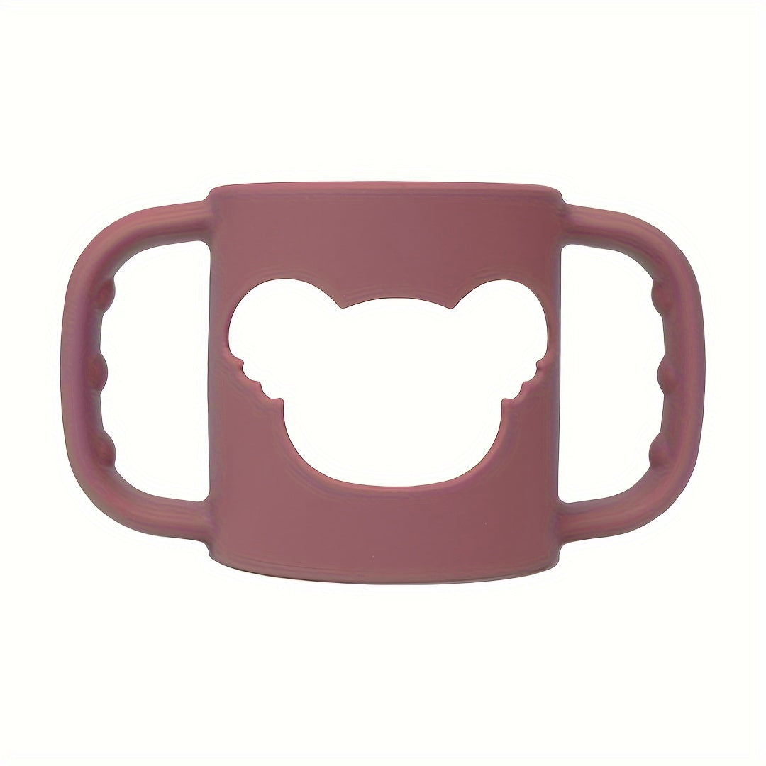 Asa de biberón para bebé de silicona con patrón de dibujos animados y funda suave para un agarre fácil