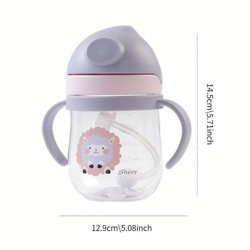 Cute Water Drop Shaped 280ml Drinking Water Bottle with Straw and Drop Resistance