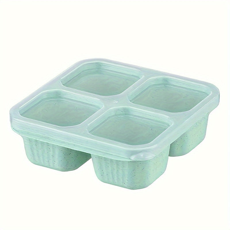 Reusable BPA-Free Meal Prep Container with Transparent Lid, 4 Compartments, Wheat Straw