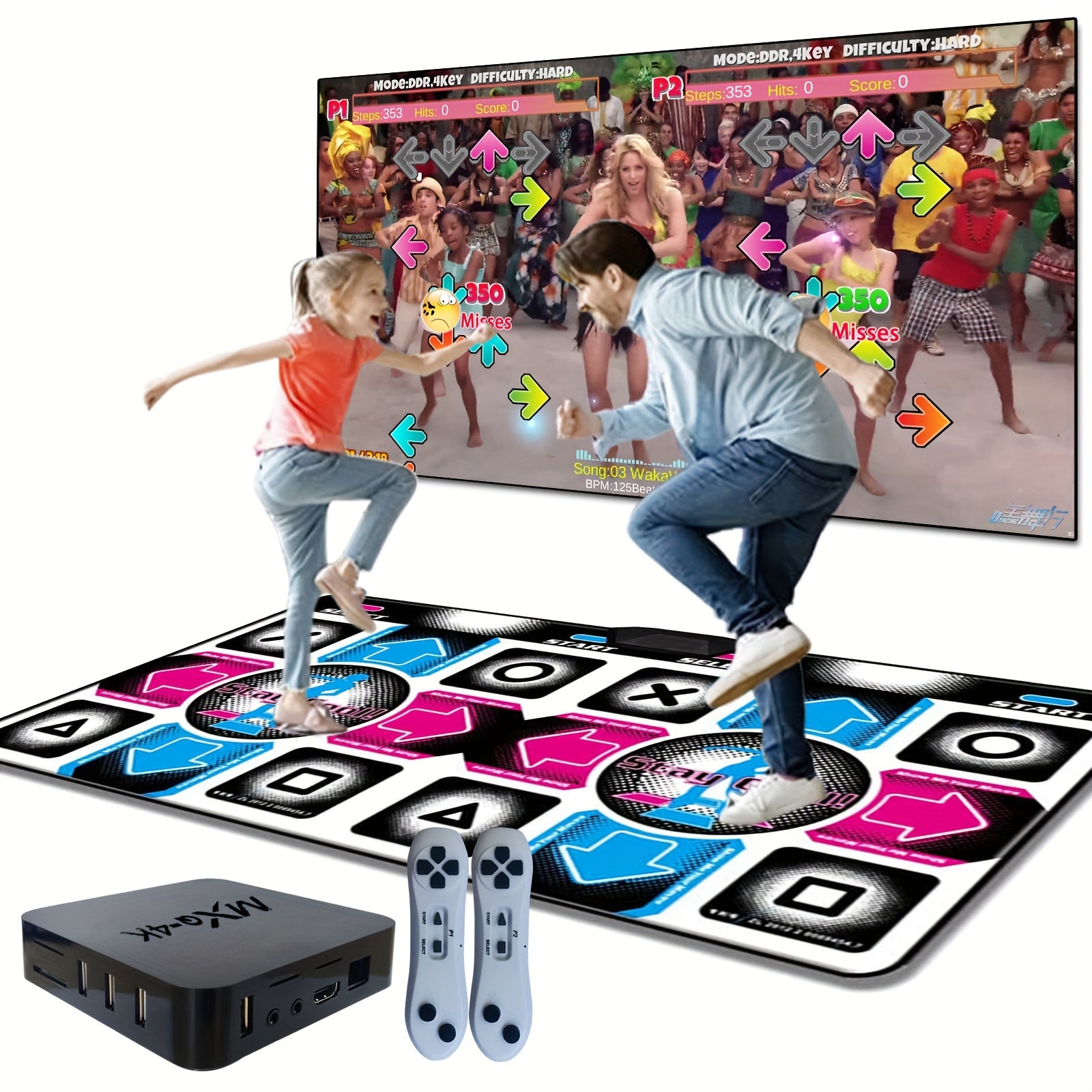 Dual-Player Dance Mat with HD Graphics USB Powered PVC for Ages 3-8