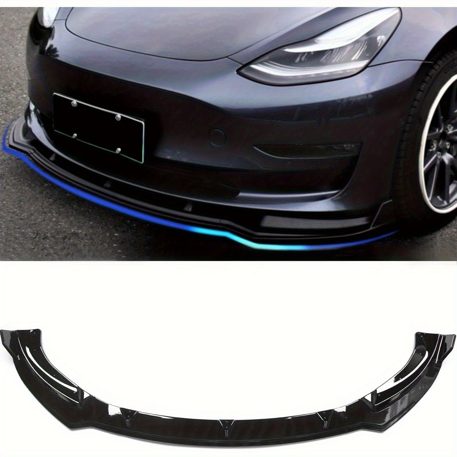 Front Lip Spoiler for Tesla Model Y 2020-2023 Black Front Bumper Splitter