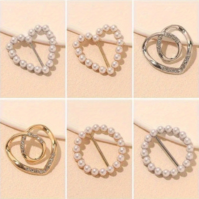 Women Alloy Button Clips 15pcs Rhinestone Hollow T-Shirt Accessories