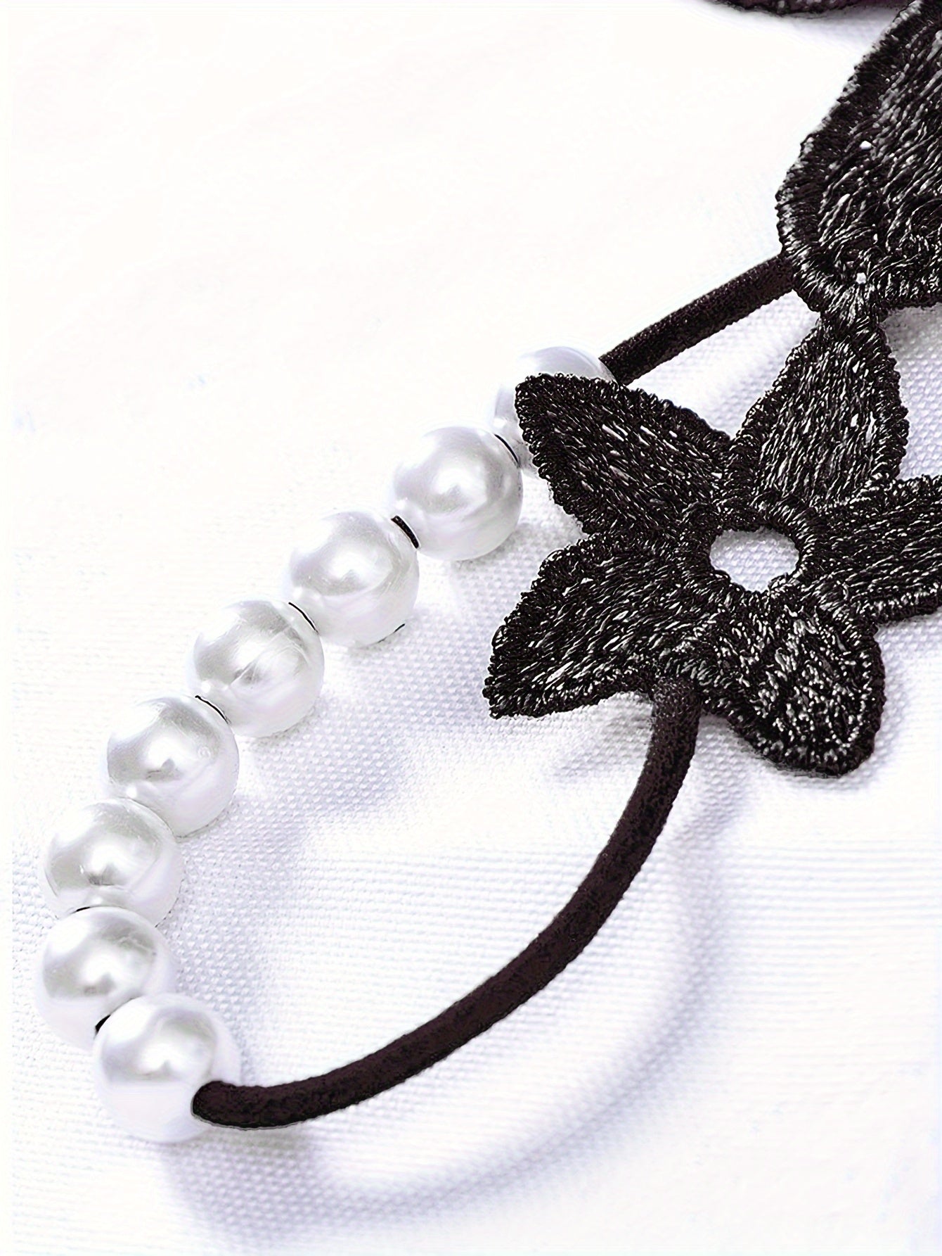 Women's Lingerie Thong with Flower Embroidery and Pearl Details