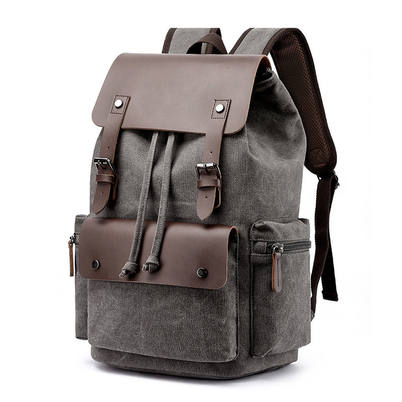 Retro Canvas Backpack for Students Travel and Business with Laptop Compartment