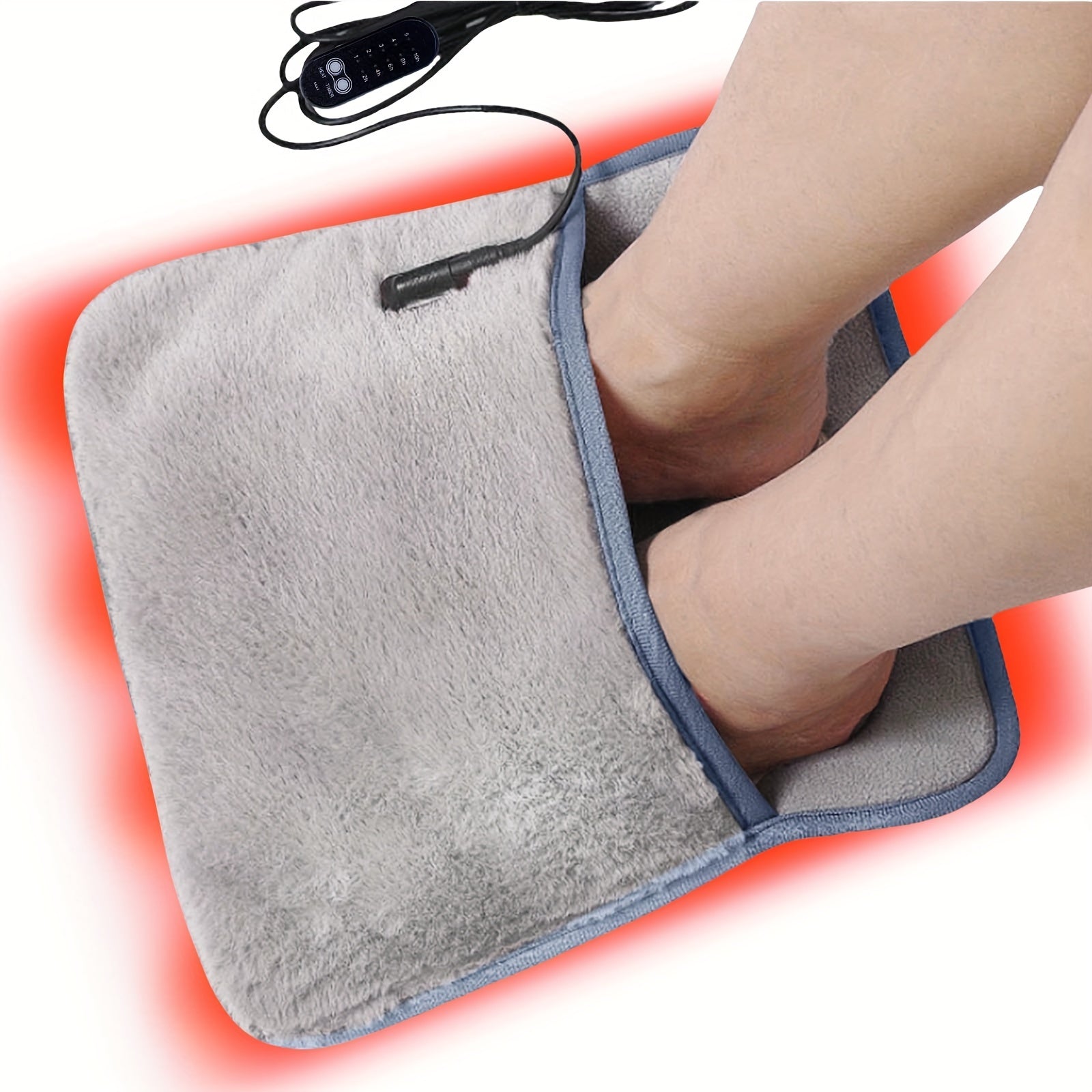 Almohadilla de masajeador de pies con calefacción USB con 5 configuraciones de temperatura, lavable, de felpa, alivio del dolor