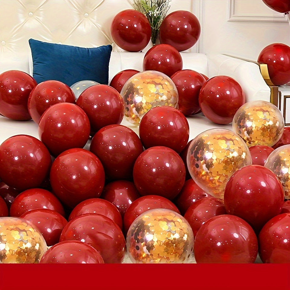 50 Red and Golden Latex Balloons for Weddings Birthdays and Celebrations