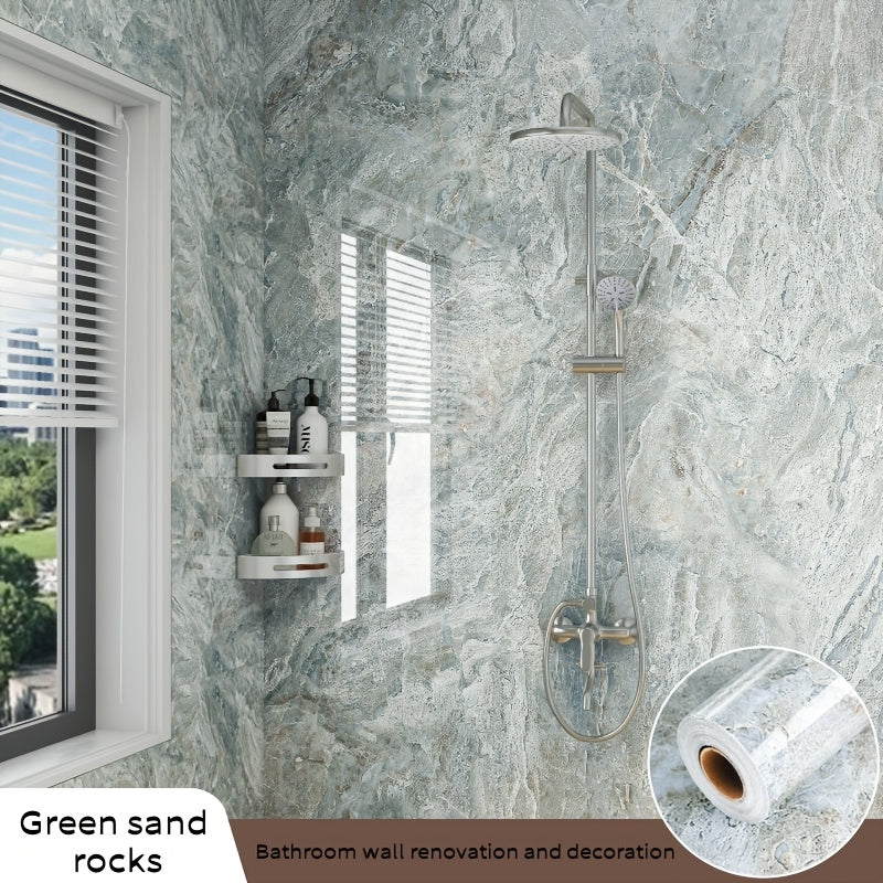 1 Rulon Oson Qo'llaniladigan Marmar Ta'sirli Vinil Devor Stikeri, O'z-o'zidan yopishqoq va olib tashlanadigan Kontakt Qog'ozi Tez Vanna Xonasini Yangilash uchun, Suvga chidamli Qog'oz TV Foniga, Stol usti va