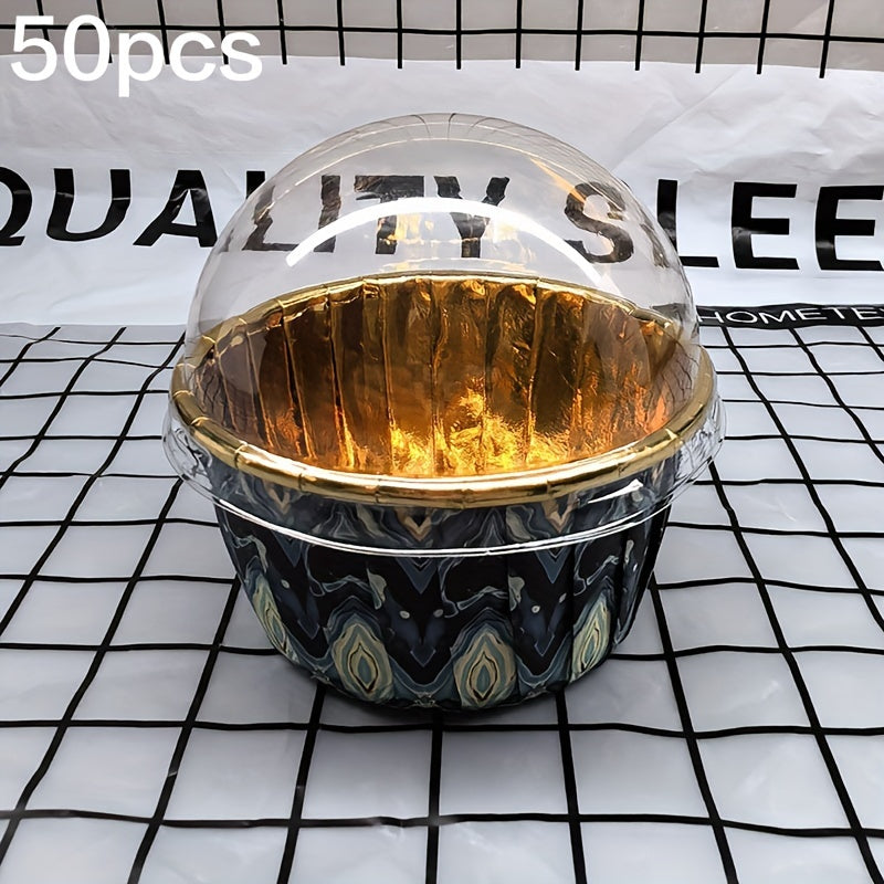 Set of 50 Disposable Paper Baking Cups, Assorted Holiday Themes, Heat-Resistant, Round Cupcake Liners