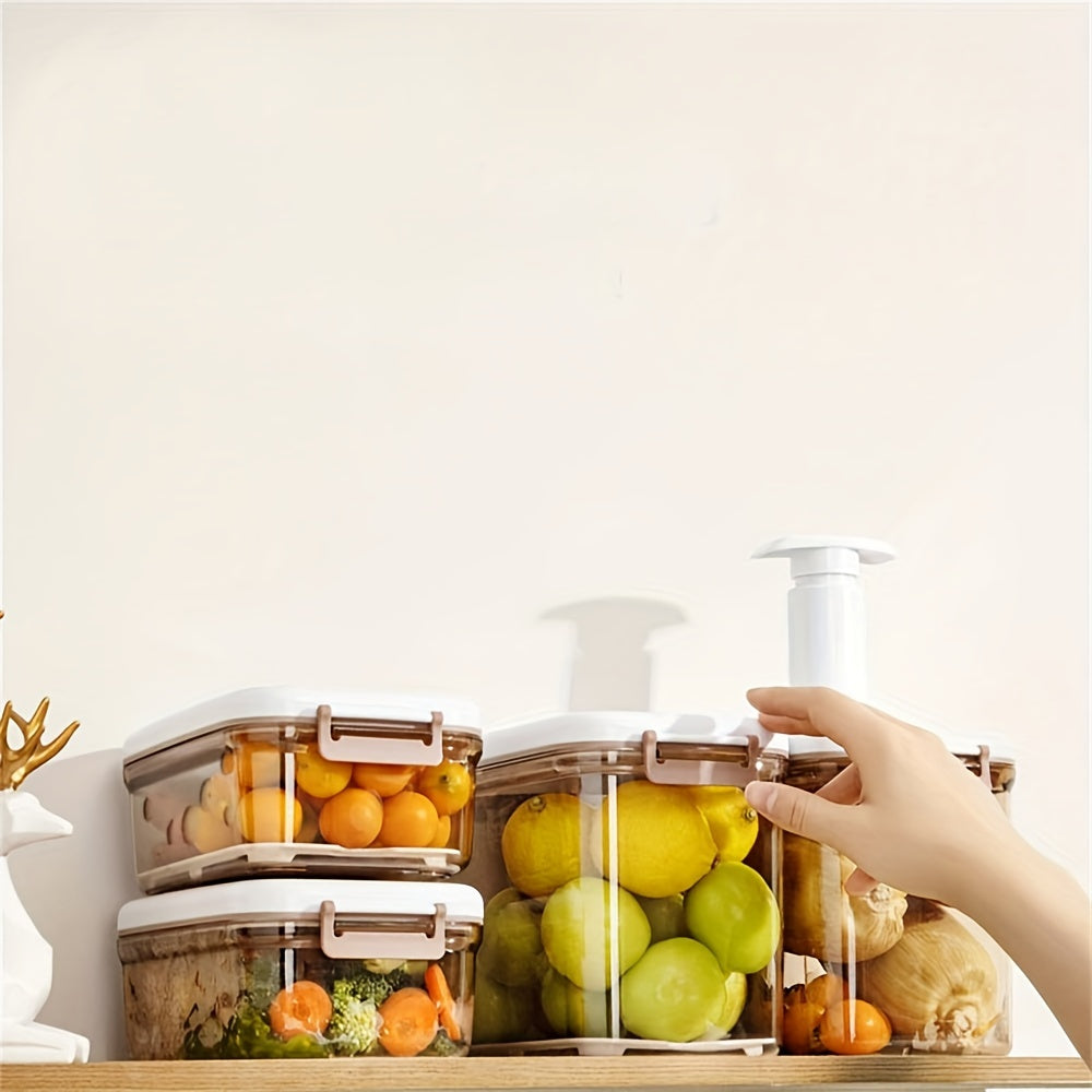 Vacuum Food Storage Jar with Pump, Airtight, Transparent Plastic Organizer