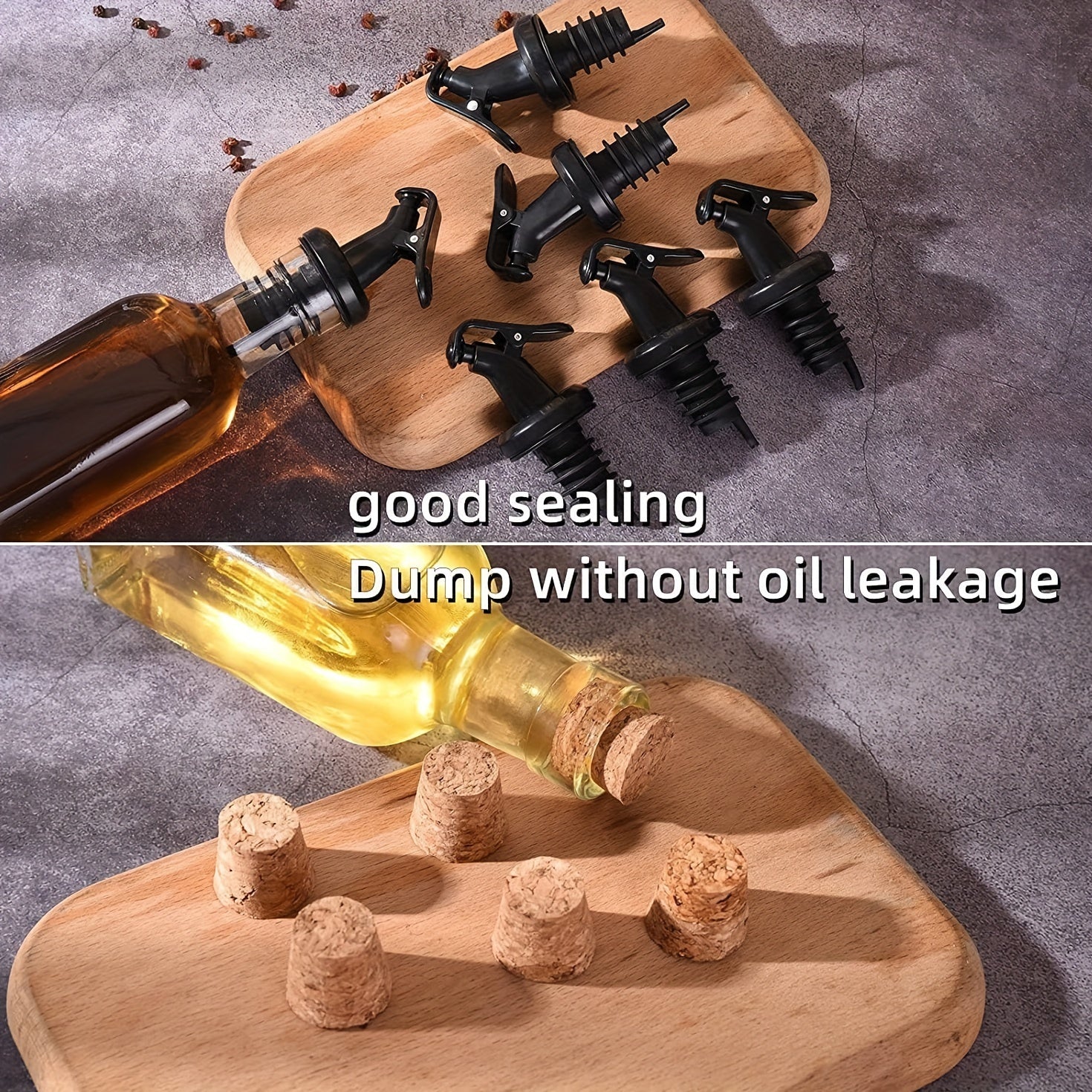 Set of Four 500ml Glass Oil and Vinegar Dispensers with Bamboo Stand