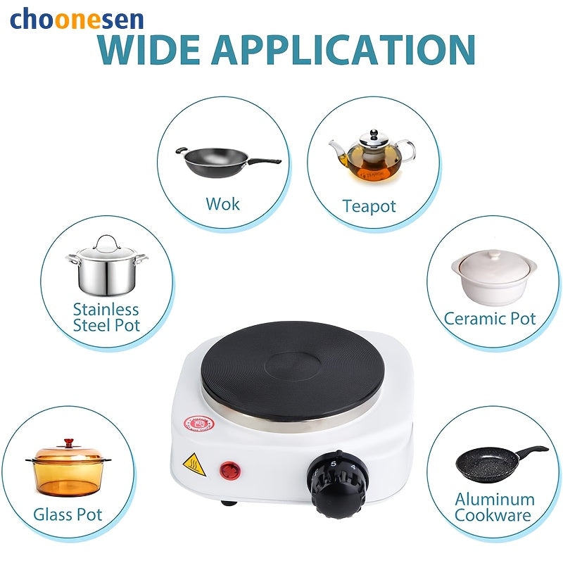 Компактная белая электрическая плита с регулируемым контролем температуры для кемпинга, путешествий и домашней готовки 220В-240В портативная