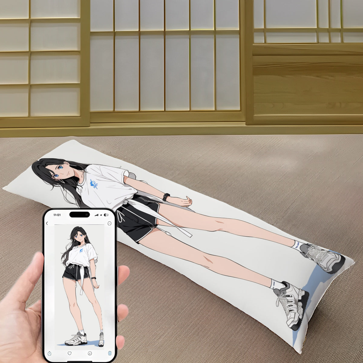 Anime Design Long Body Pillow Cover Soft Plush 50.8x137.16 cm Single-Sided Print for Home Decor