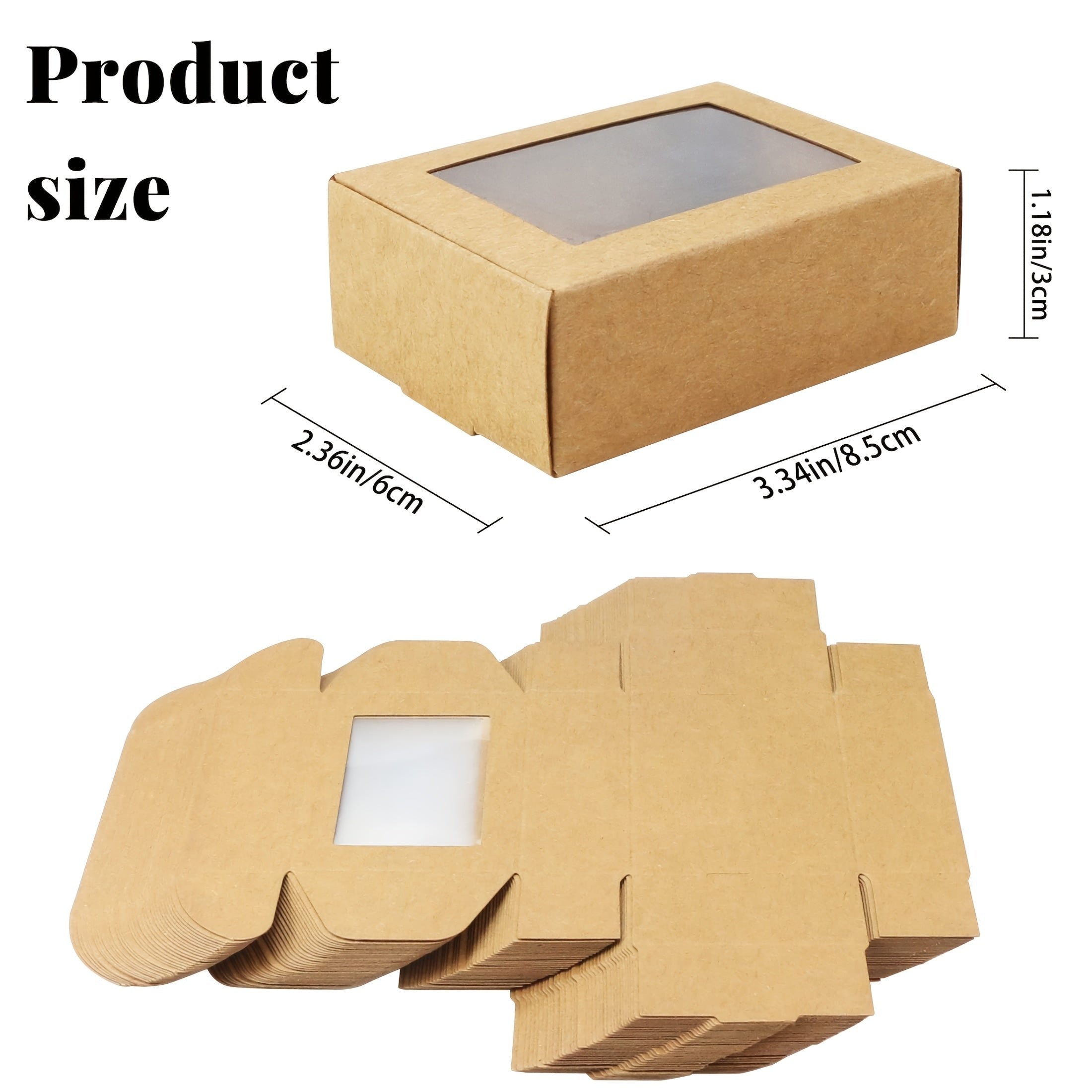 Zargarlik buyumlari uchun shaffof oynali 50 ta kichik kvadrat Kraft qog'oz qutilar