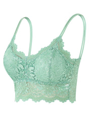 Women's Lace Cami Bra with Padded Support and Hollow Out Design