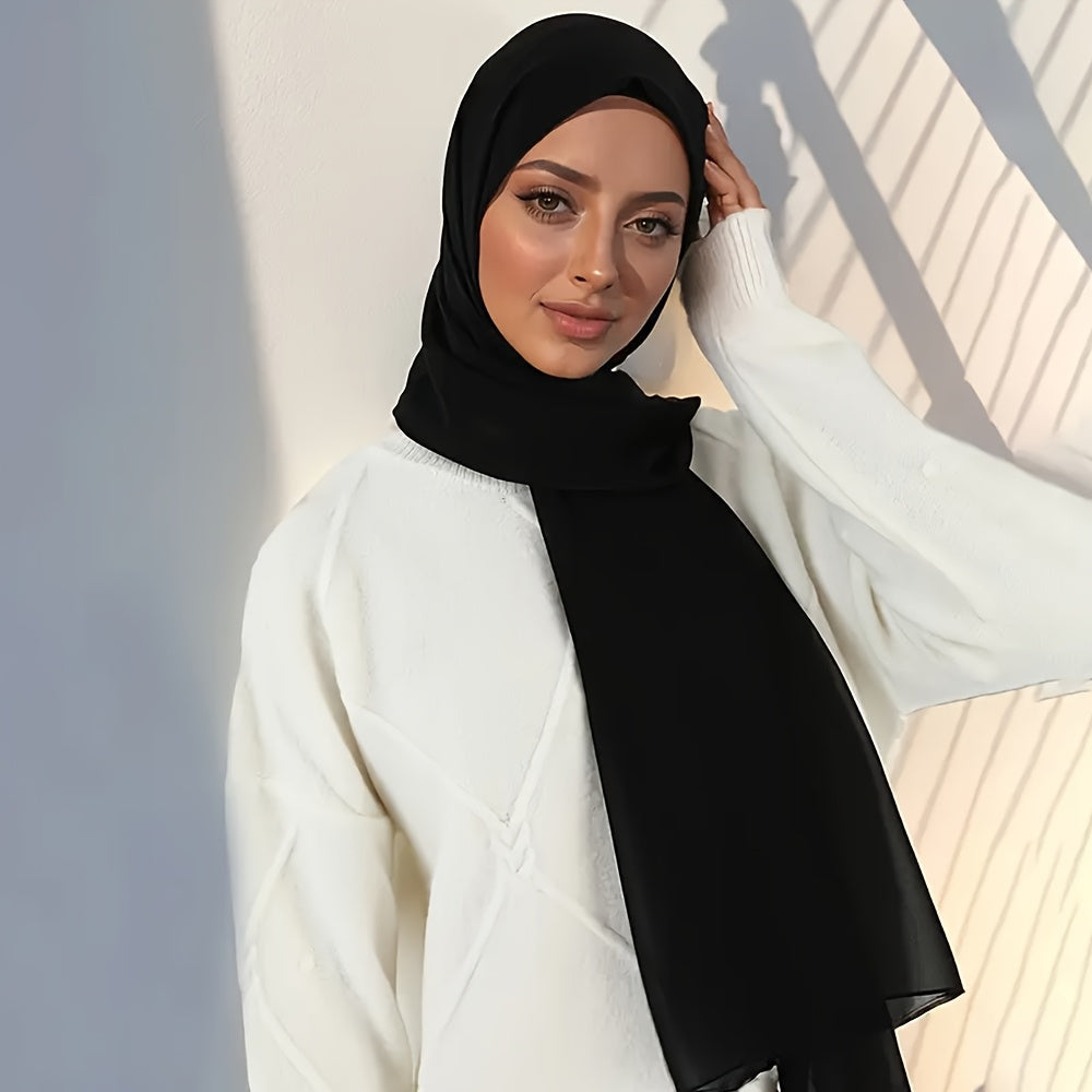 Set of 5 Elegant Chiffon Hijabs with Faux Pearl Pins for Valentine's and Mother's Day