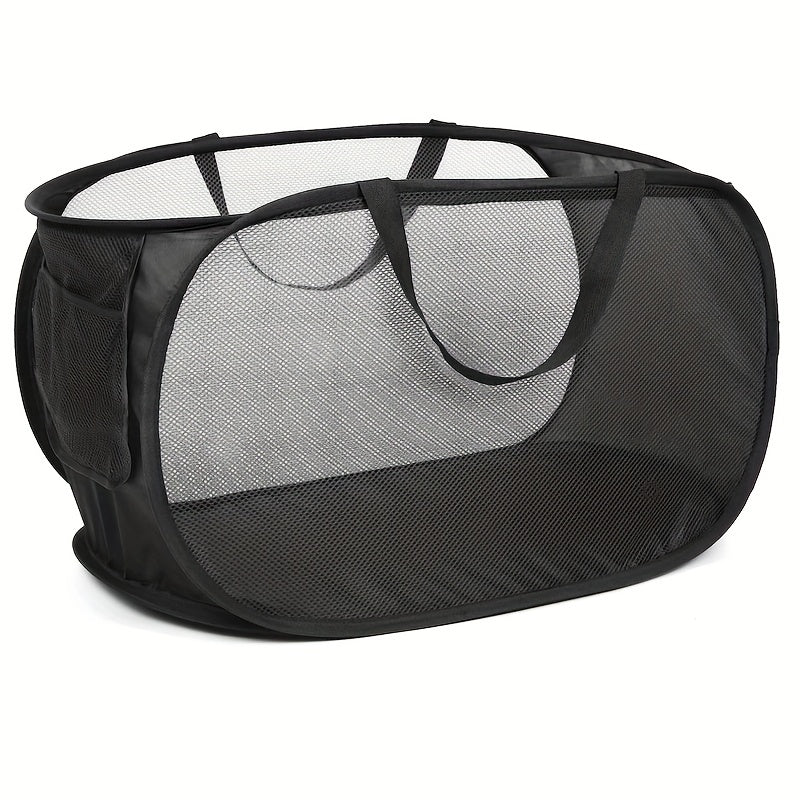 Foldable Laundry Basket with Mesh Hamper and Reinforced Handles for Laundry and Gifts
