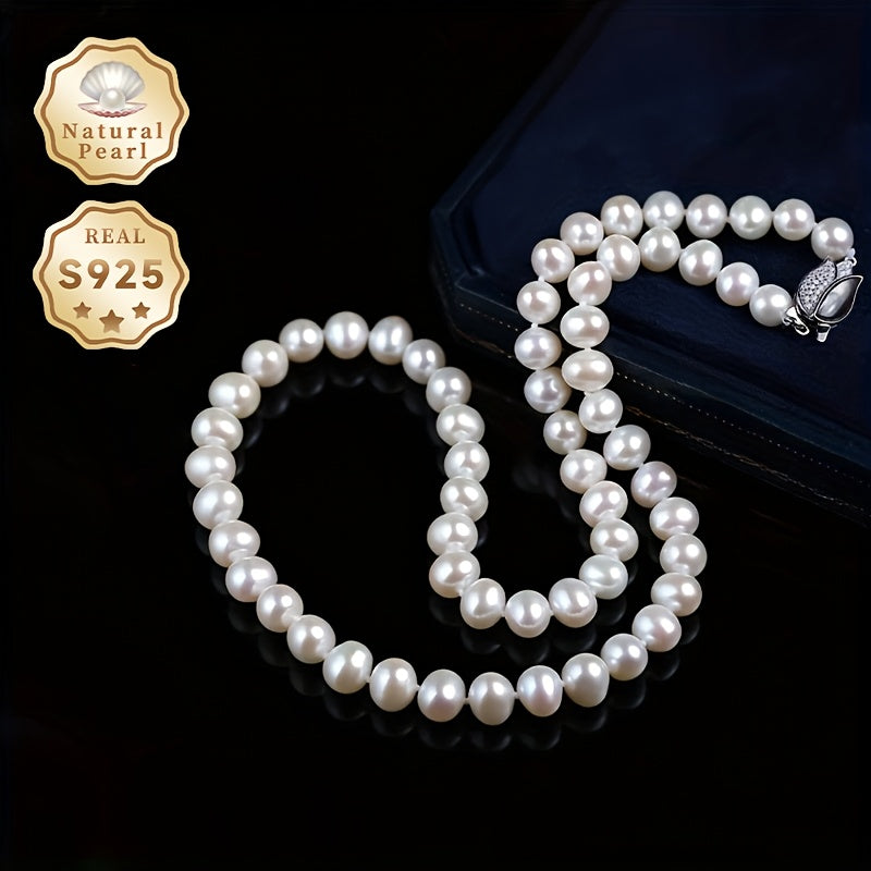 Women’s Freshwater Pearl Necklace 6-7mm S925 Silver Clasp June Birthstone