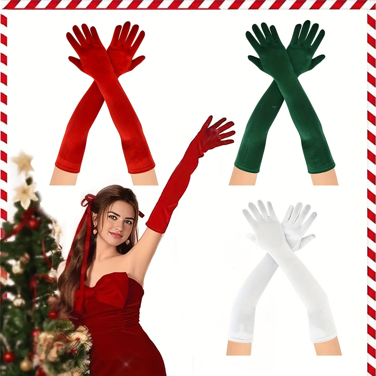 Set of Three Velvet Gloves for Women Christmas Wedding Tea Party Hand Wash