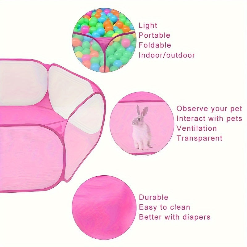 Foldable Pet Playpen for Rabbits Portable PVC Easy to Clean