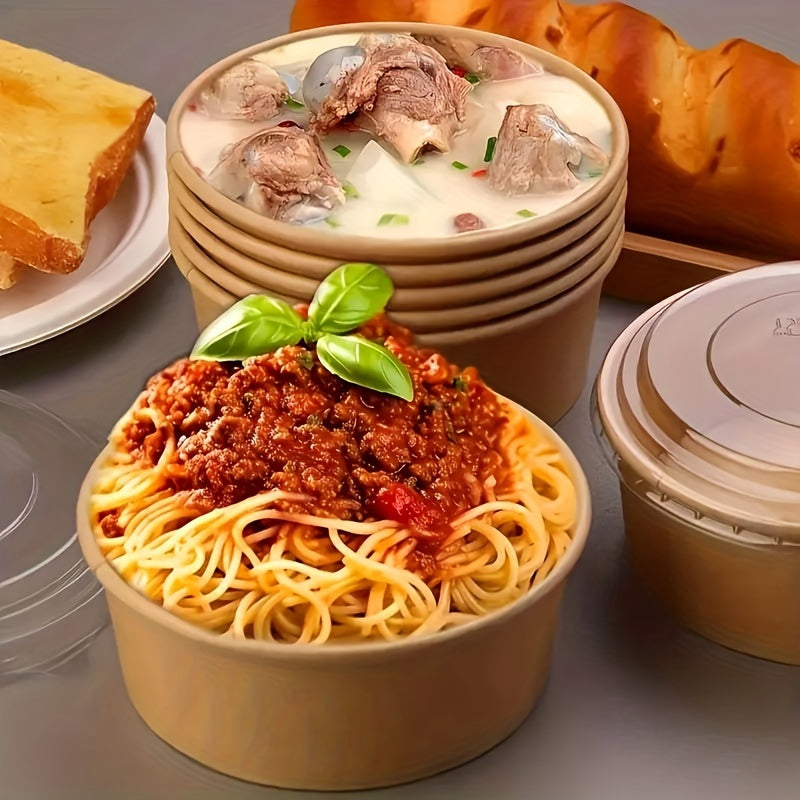 30-Pack Rust-Resistant Paper Bowls with Lids for Soup Salad and Take-Out