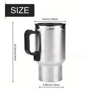 Stainless Steel Travel Mug 450ml Electric Car Heated Coffee Tea Cup