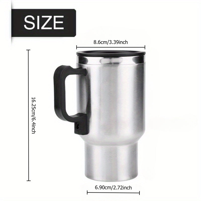 Stainless Steel Travel Mug 450ml Electric Car Heated Coffee Tea Cup
