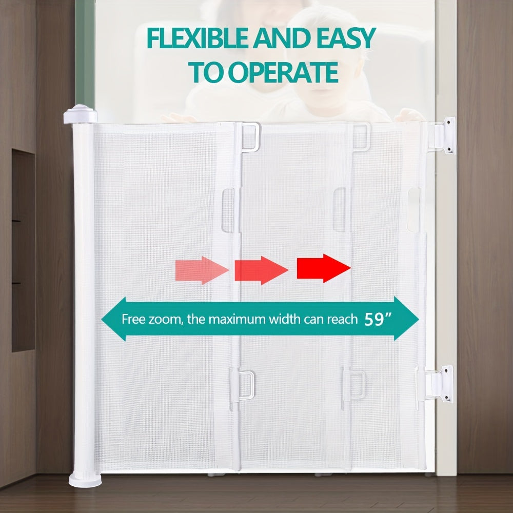 Retractable Mesh Baby Safety Gate for Doorways Stairs Indoor Outdoor 71cm Tall