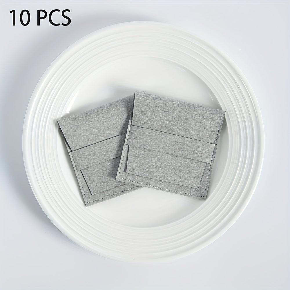 10 Pieces Suede Jewelry Pouches Dustproof Storage Bags for Rings Earrings Bracelets