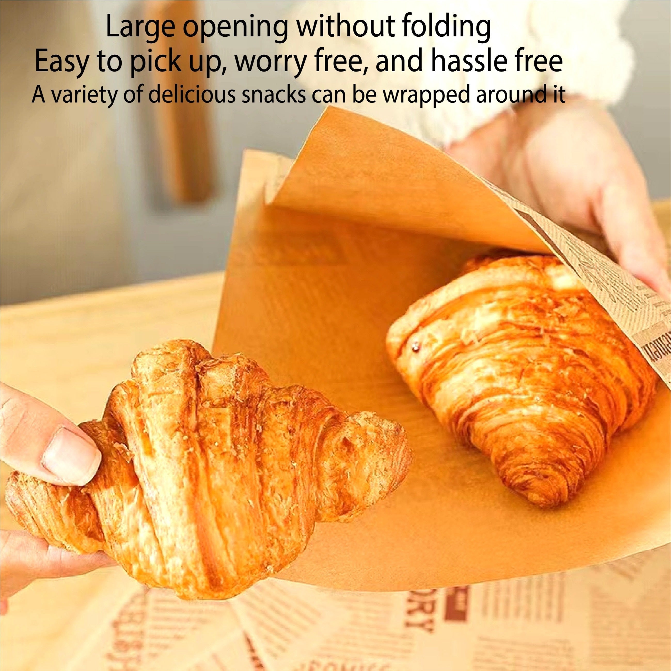 Oil Proof Waterproof Paper Bags 50/100pcs Corner Opening for Food Storage