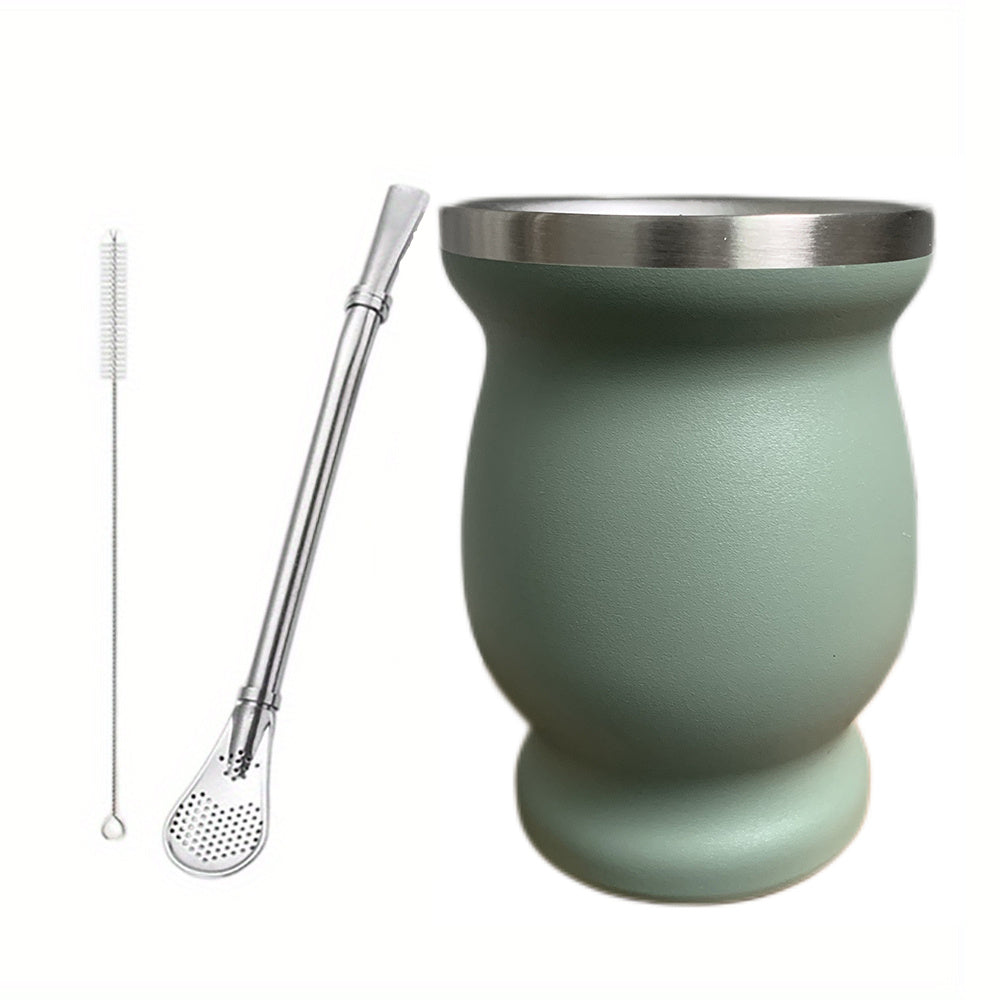 8oz Stainless Steel Yerba Mate Set with Bombilla Straw and Brush for Gifting