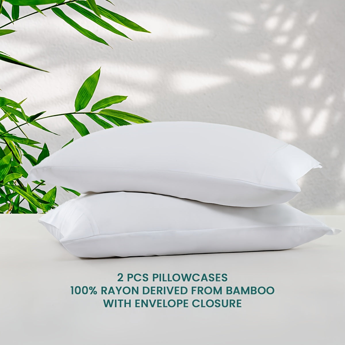 Pink Bamboo Fiber Pillowcases Set Soft Breathable Hypoallergenic Machine Washable