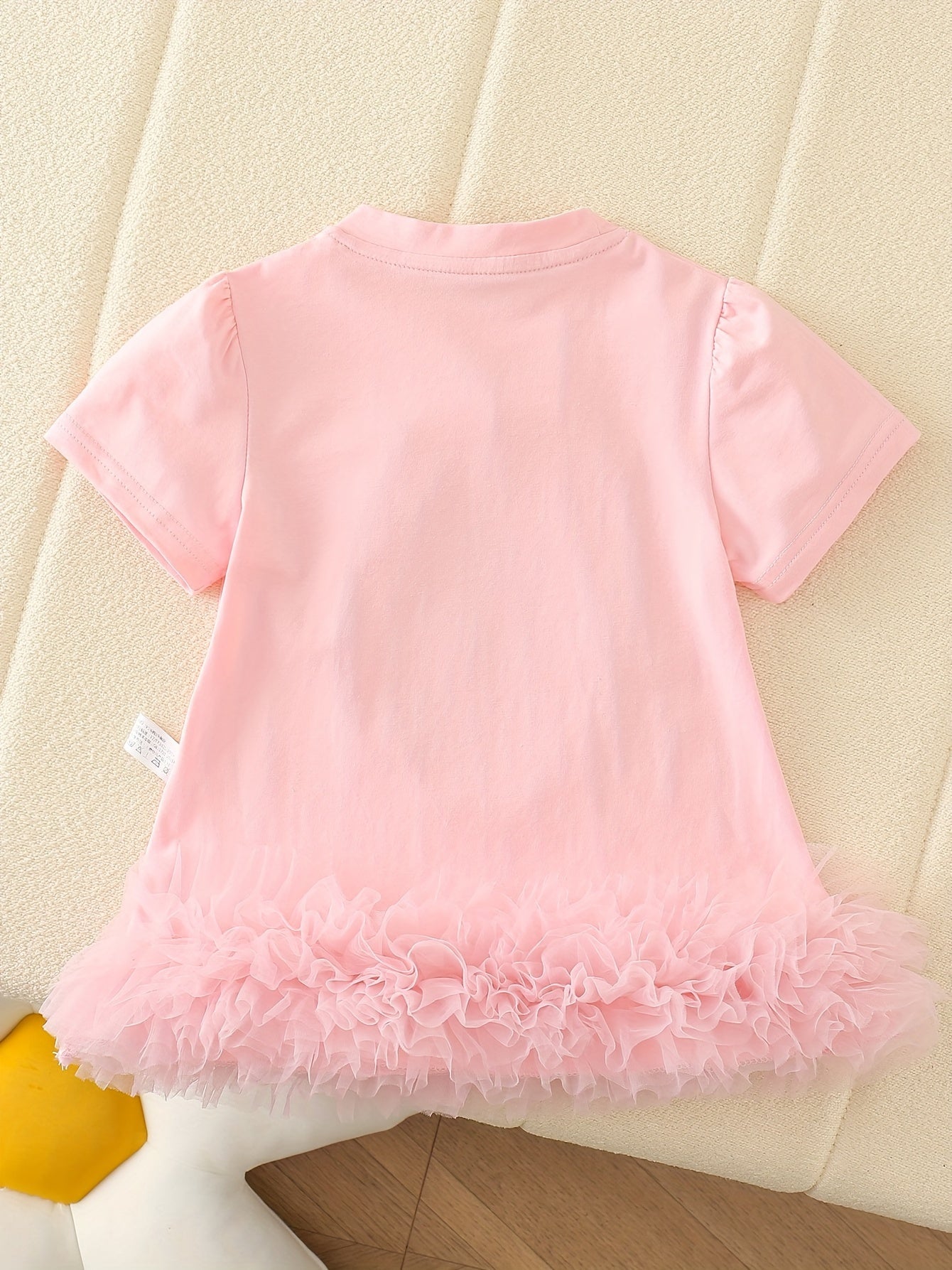 Girls Cotton Dress with Ruffle Hem Floral Pattern Summer Casual Knee Length