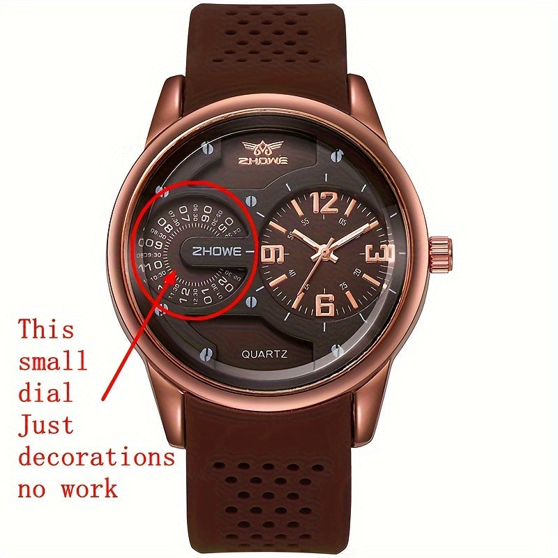 Reloj de silicona para hombre con correa transpirable e a prueba de sudor, movimiento de cuarzo, pequeña decoración en la esfera