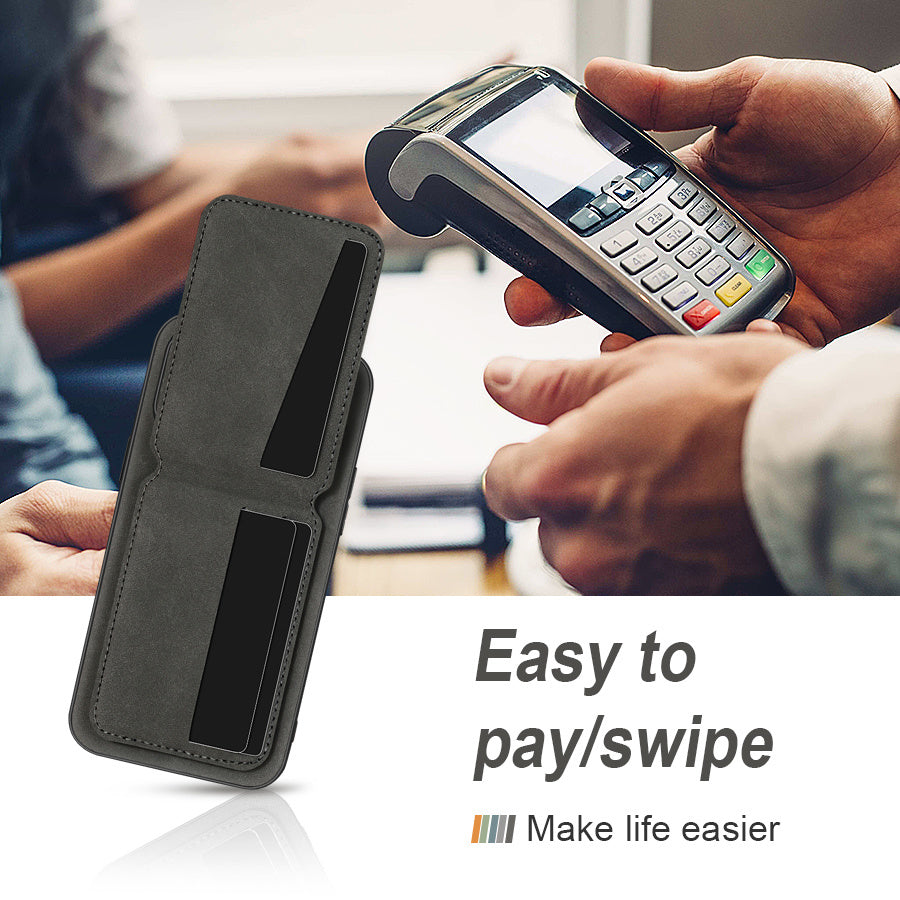 Faux Leather Wallet Phone Case for iPhone Models with Magnetic Buckle