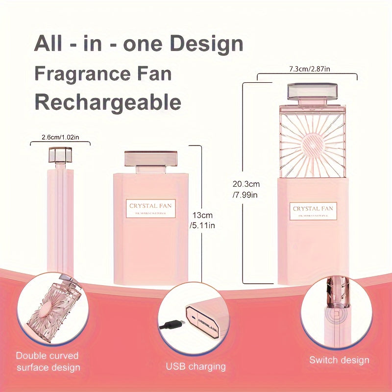Rechargeable Personal Fan with Fragrance Pad, 3 Speeds, Portable, USB Charge