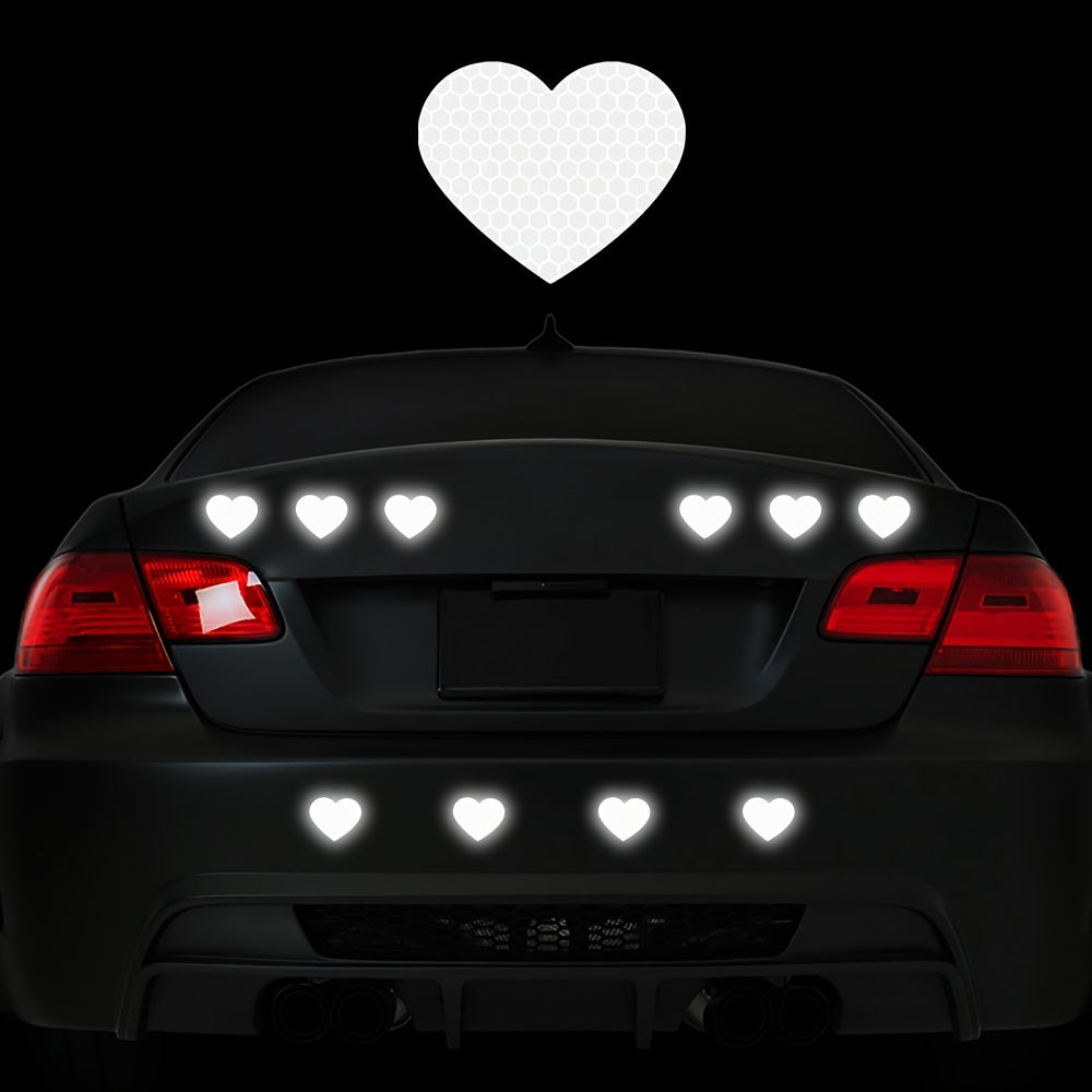10Pcs Reflective Heart Shaped Vinyl Car Motorcycle Helmet Decals