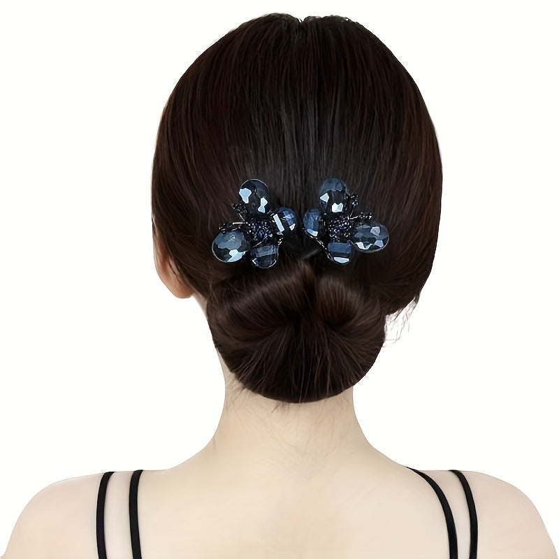 Women Vintage-Inspired Alloy Hair Bun Maker with Rhinestones Formaldehyde-Free