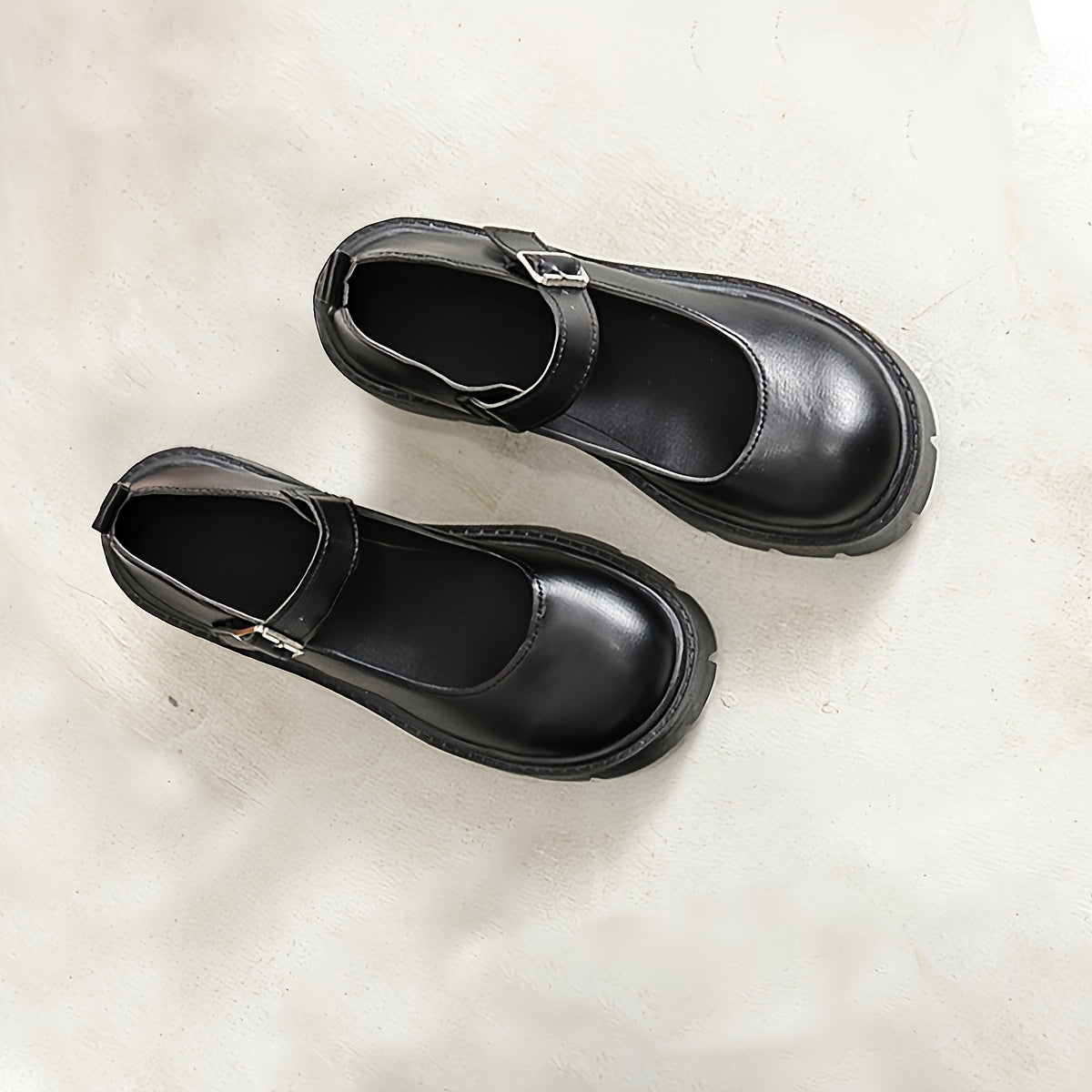 Women's Synthetic Cover Loafers Black Chunky Sole Casual Formal Shoes