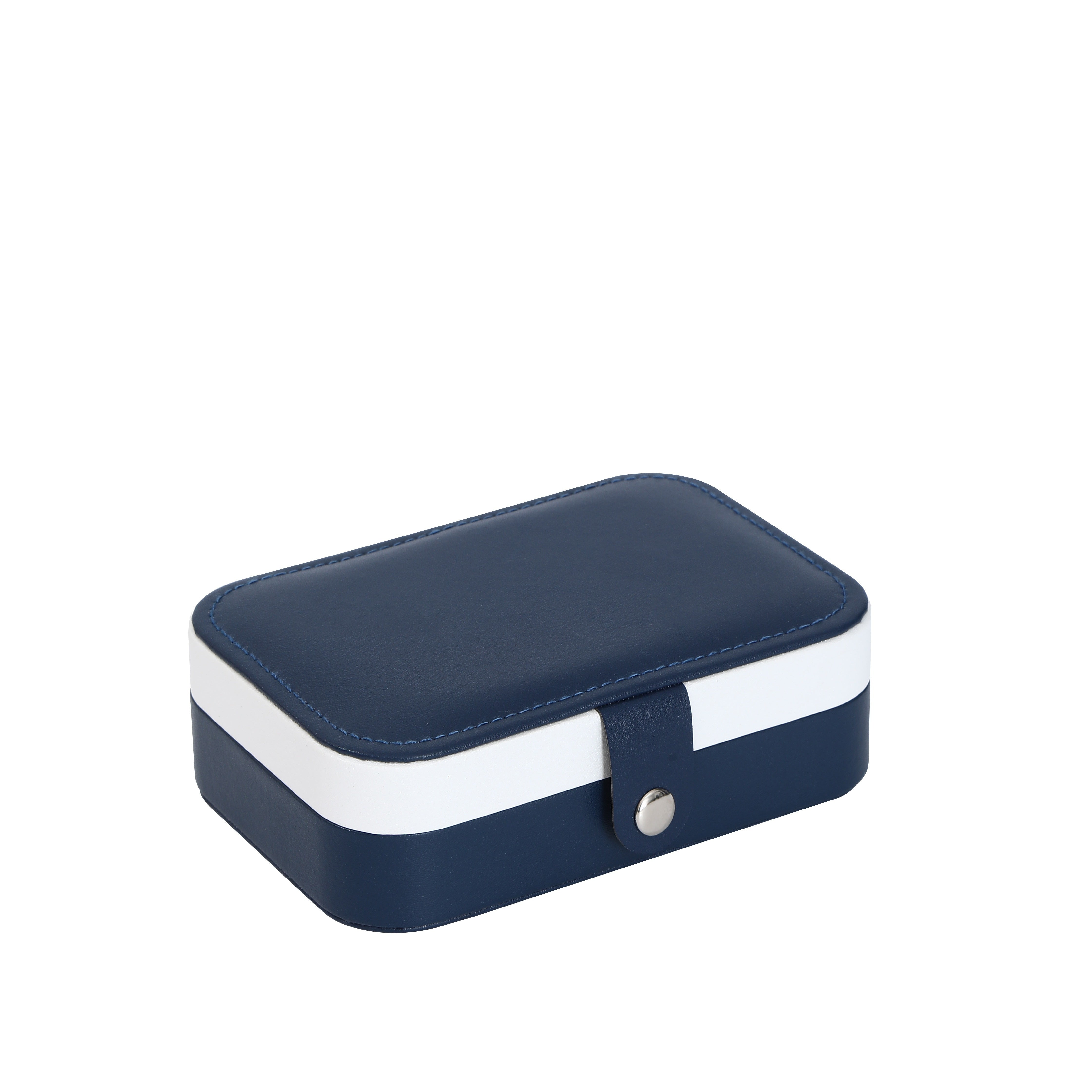 Caja portátil de cuero para organizar joyas para pendientes, collares y anillos