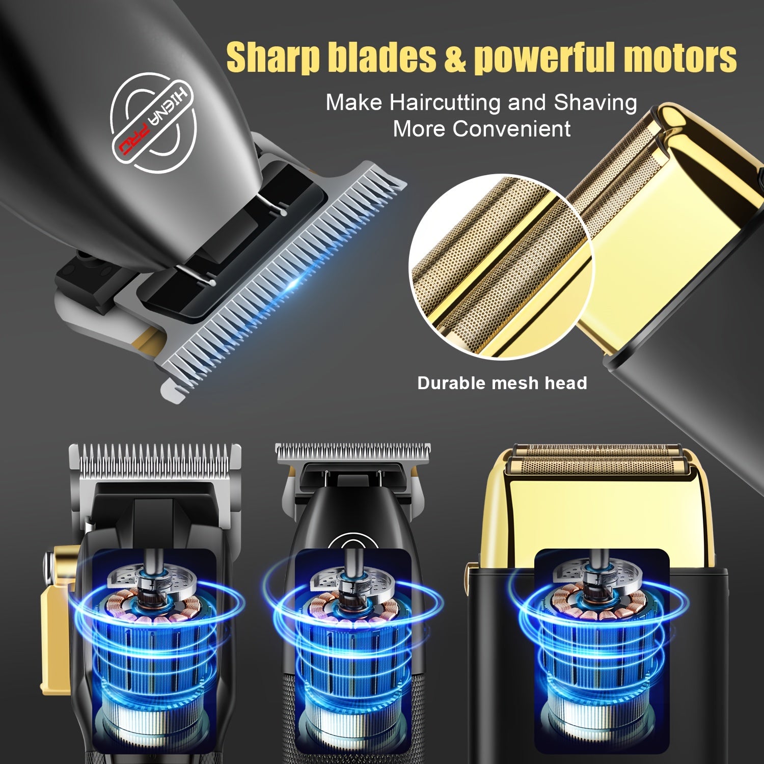 Professional hair clipper set with USB rechargeable trimmer LCD display gift for men