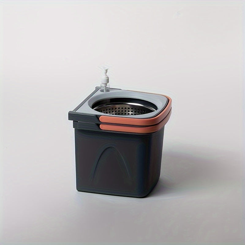 Spin Mop and Bucket System with Stainless Steel, Hands-Free Washing, Dual Chamber for Floors