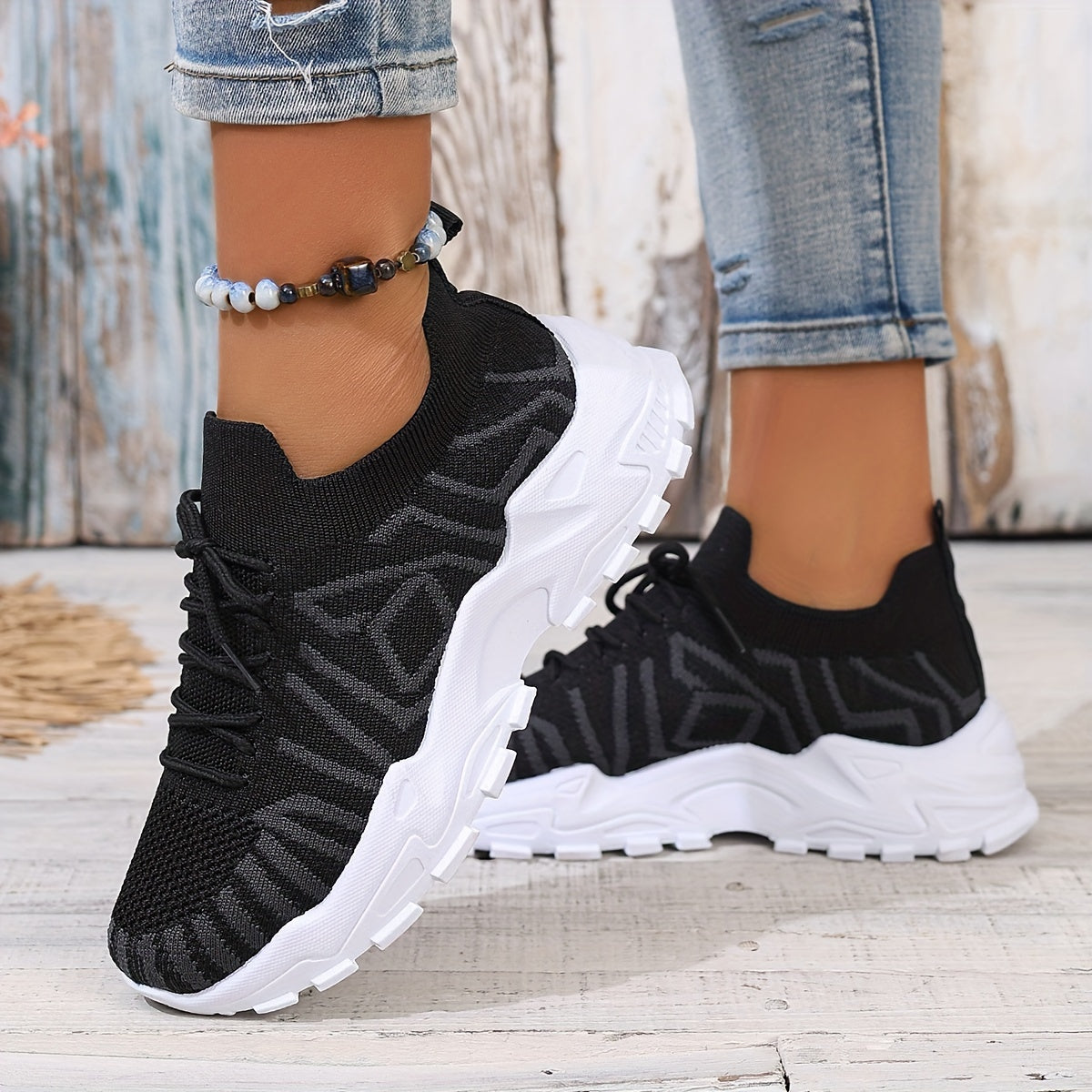 Women's Mesh Floral Running Shoes Breathable Lightweight Sneakers for Summer Casual