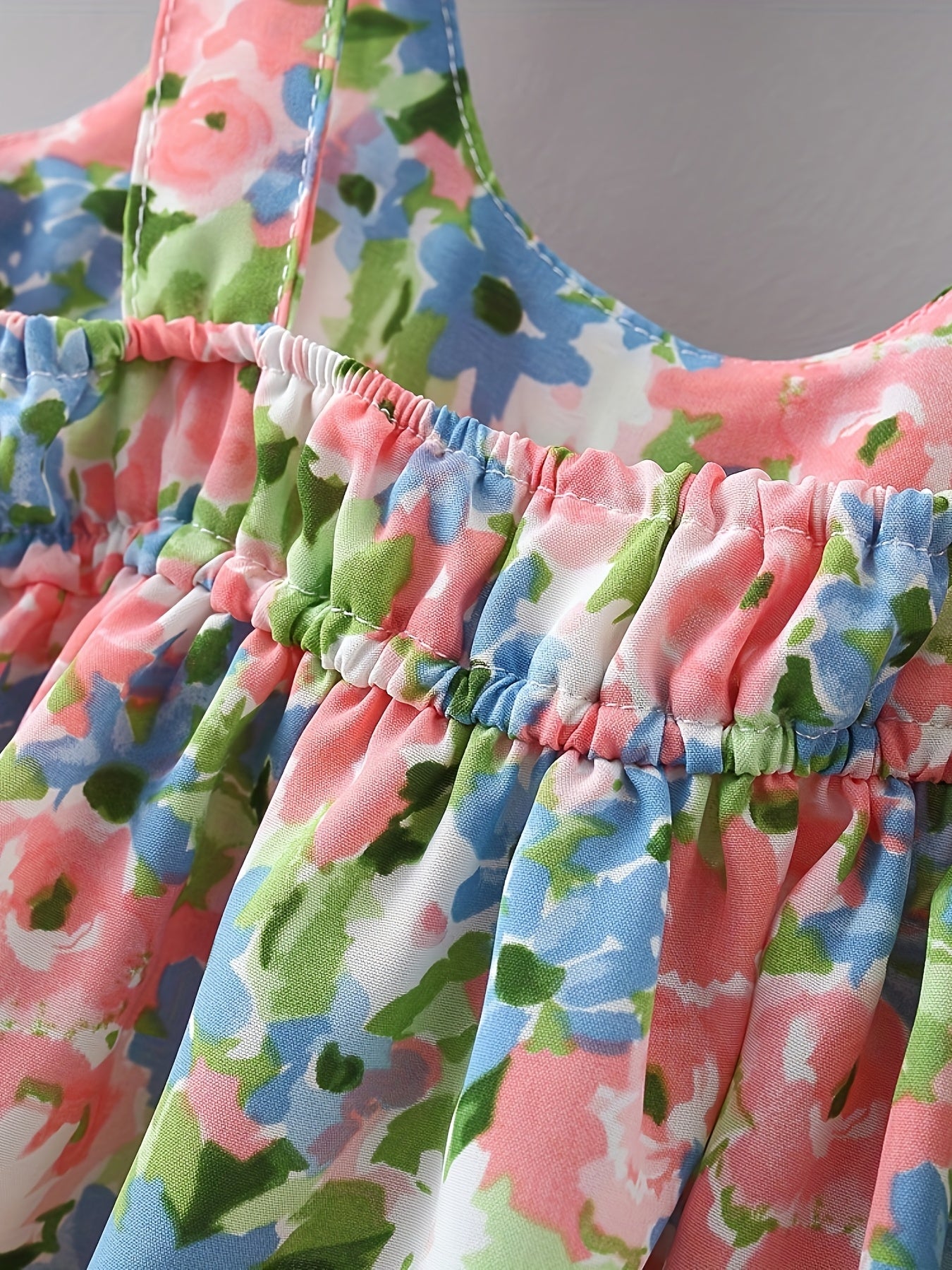 Baby Girls Floral Dress Set Summer Sleeveless Polyester with Hat Ages 0-3