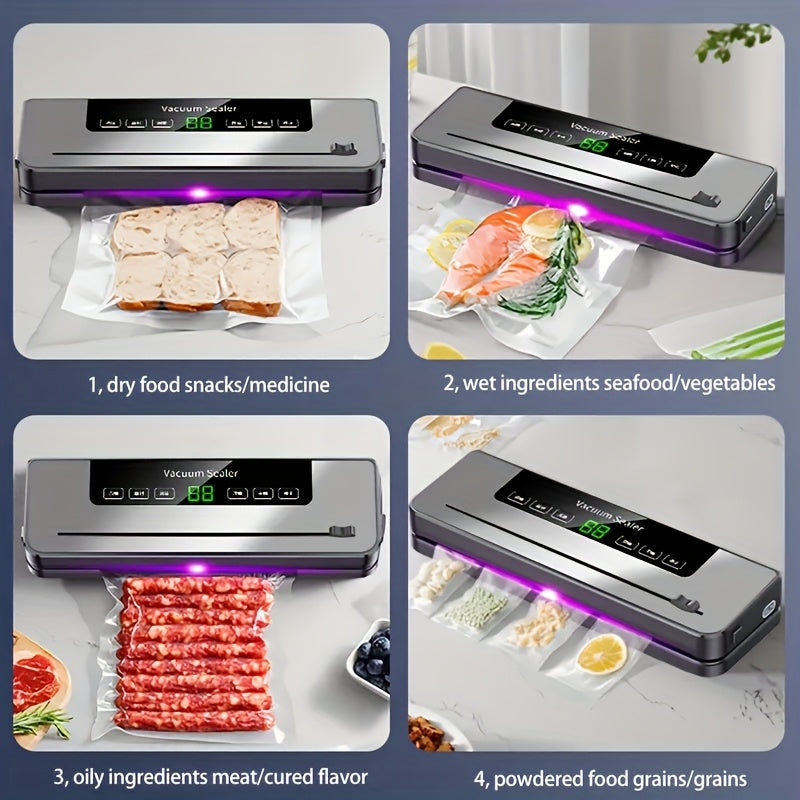 Máquina selladora al vacío con pantalla táctil, envasado de alimentos húmedos y secos, cortador mejorado