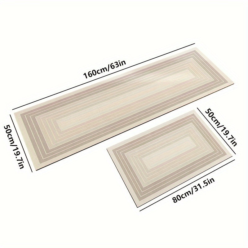 2 ta Minimalist Nordic Style Diabetic Earth Carpets to'plami, o'lchamlari 50*80cm va 50*160cm. Ushbu Uy uchun Absorbent Oshxona Chiziqli Pol Matolari 3.5mm qalinlikda bo'lib, uzoq muddatli foydalanish uchun tormozlovchi yuzaga ega.
