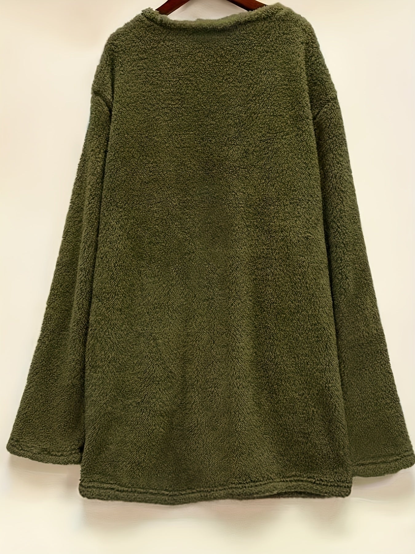 Plus Size Women's Fleece Sweatshirt Long Sleeve Round Neck Pockets