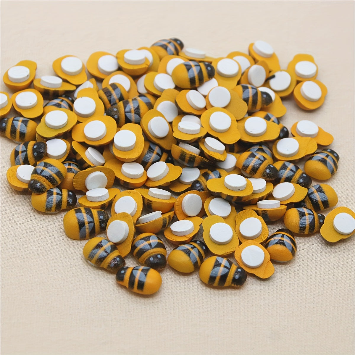 Набор декоративных аксессуаров из дерева ручной работы: божья коровка и пчела, 100 штук